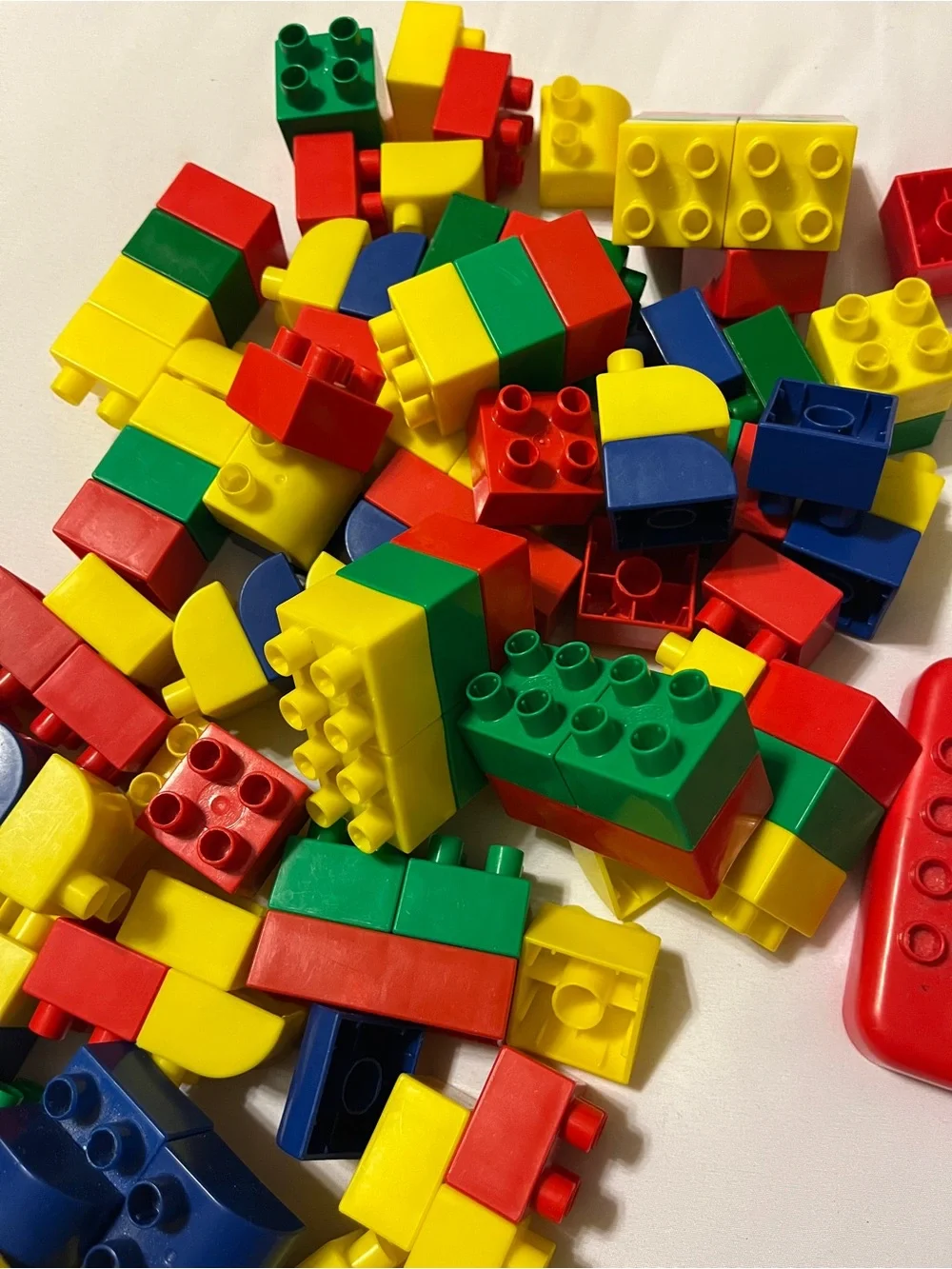 Plastic Building Blocks Set Red Baseplate Multicolor Toy Lot